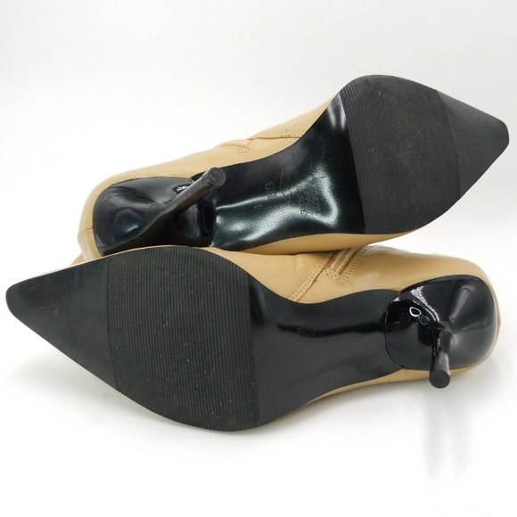 Women's Soft Tan Brazilian Leather Ankle Boots With Stiletto Heels - Picture 5 of 7